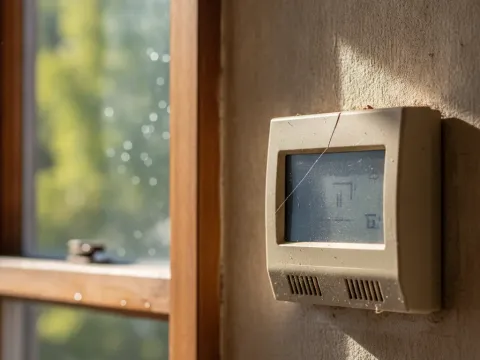 Cracked aging thermostat signals need for new AC in Providence Village home
